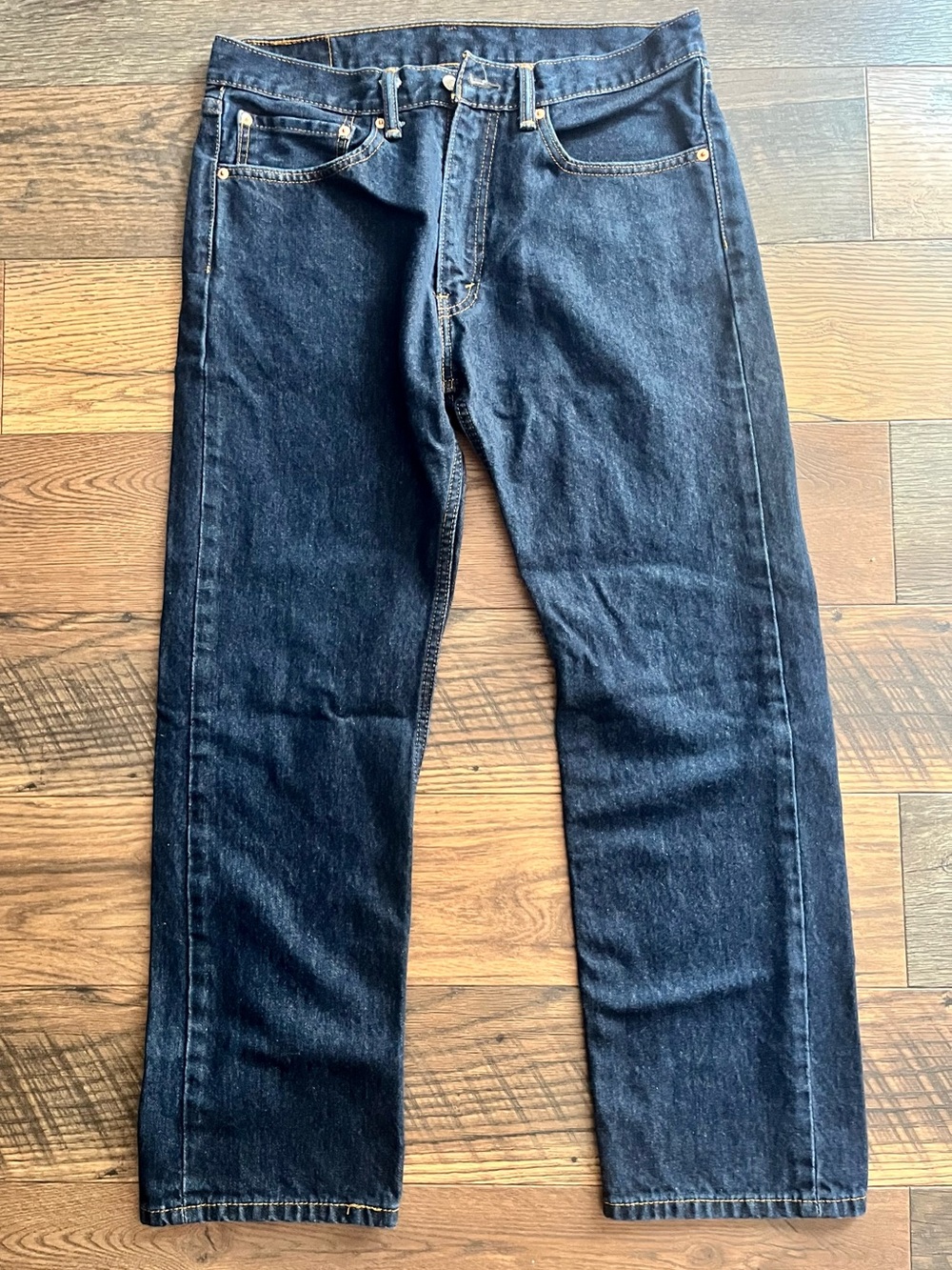 Men's Dark Blue Straight-Leg Denim Jeans
